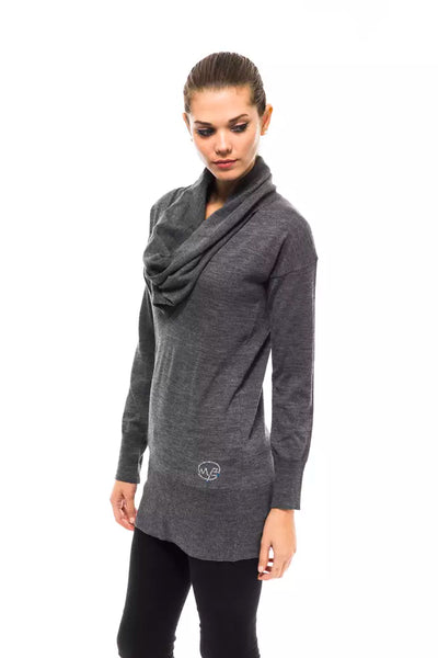 Montana Blu Grauer Pullover aus Wolle für Frauen