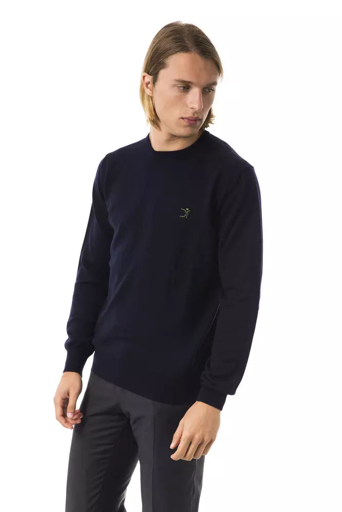 Uominitaliani Blauer Herrenpullover aus Merinowolle
