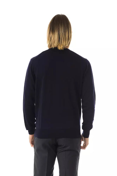 Uominitaliani Blauer Herrenpullover aus Merinowolle
