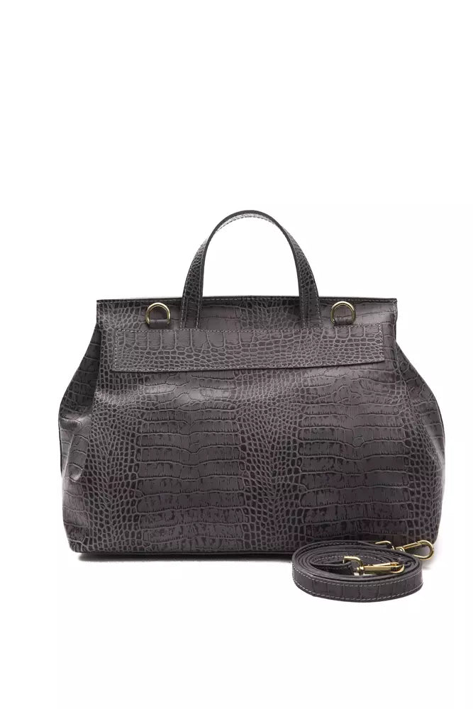 Pompei Donatella Graue Leder Damen Umhängetasche