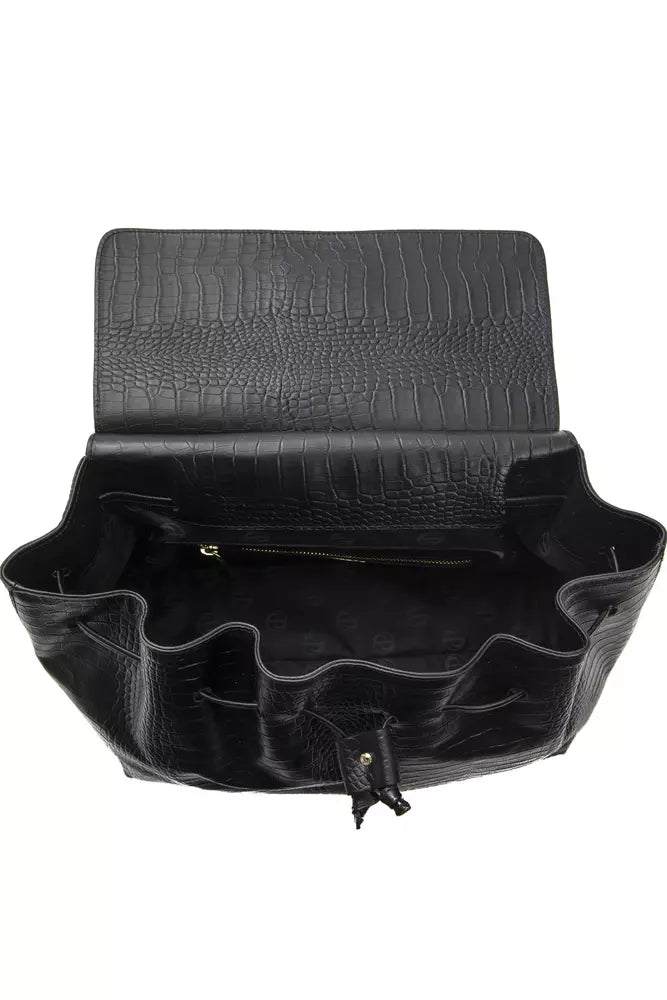 Pompei Donatella Schwarzes Leder Damen Umhängetasche