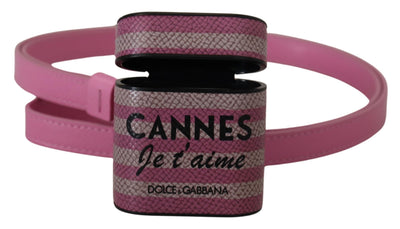 Dolce & Gabbana Rosa Schwarz Lederband Gold Metall Logo Airpods Fall