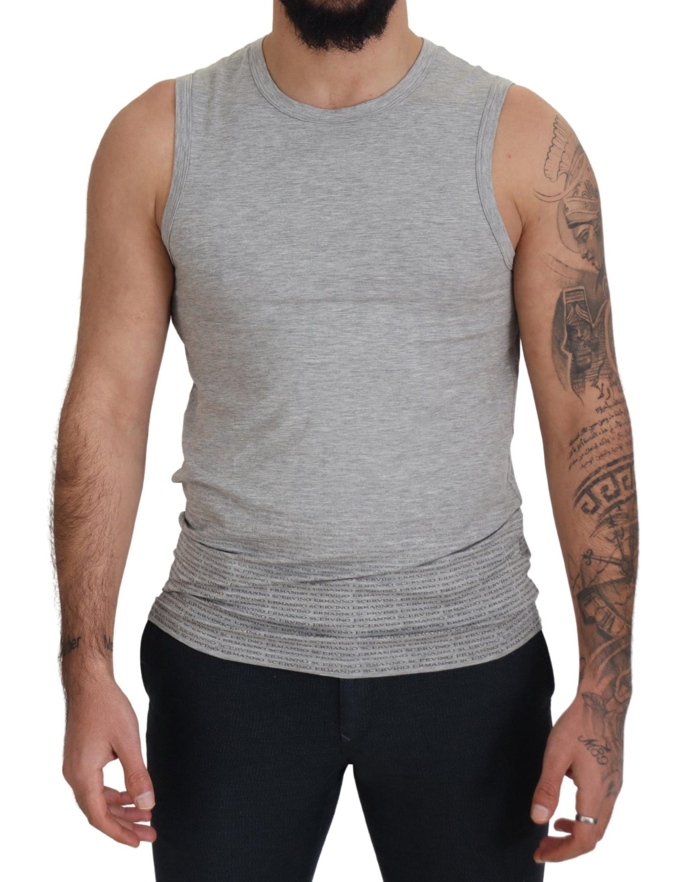 Ermanno Scervino Graues ärmelloses Männer-Pullover-T-Shirt
