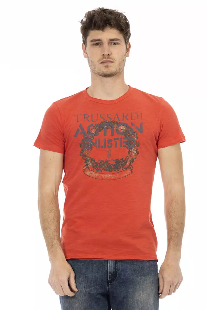 Trussardi Action Rotes Baumwoll-T-Shirt für Männer