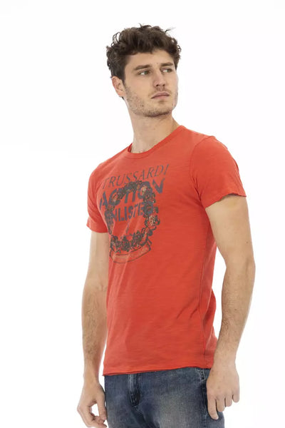 Trussardi Action Rotes Baumwoll-T-Shirt für Männer