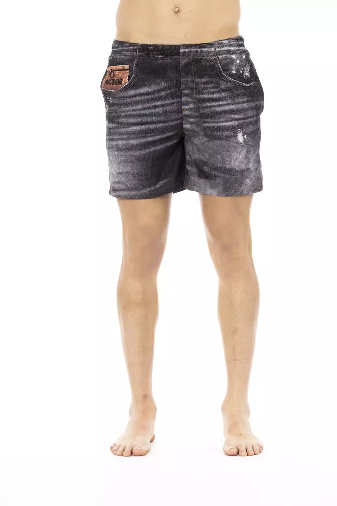 Just Cavalli Schwarze Polyester Herren Badeshorts