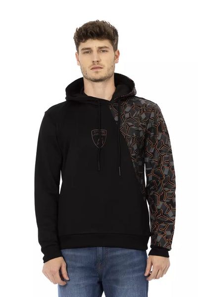 Automobili Lamborghini Schwarzer Baumwollpullover mit Kapuze für Männer