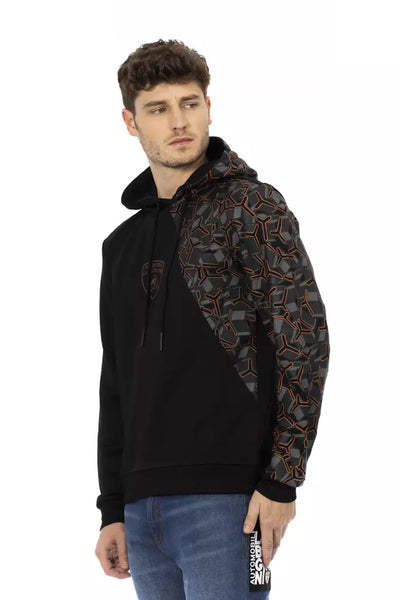 Automobili Lamborghini Schwarzer Baumwollpullover mit Kapuze für Männer