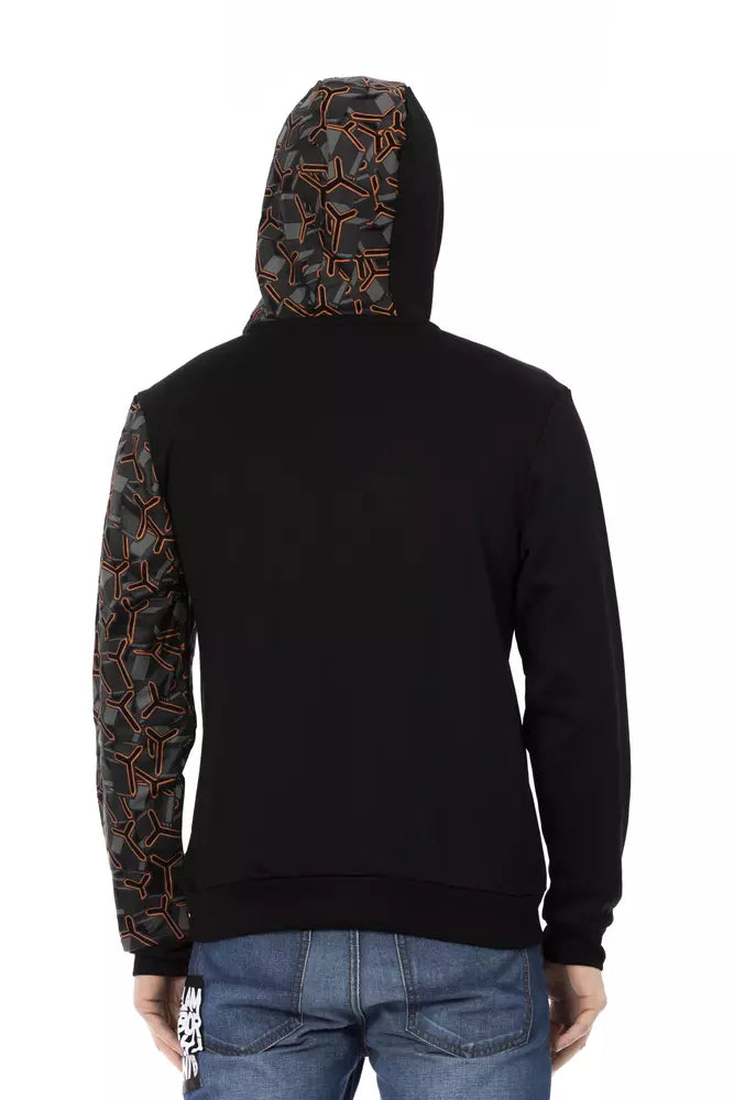 Automobili Lamborghini Schwarzer Baumwollpullover mit Kapuze für Männer