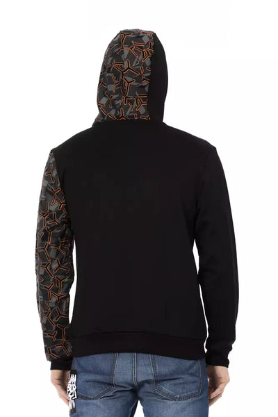 Automobili Lamborghini Schwarzer Baumwollpullover mit Kapuze für Männer