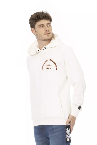 Automobili Lamborghini Weißer Baumwollpullover für Männer mit Taschen