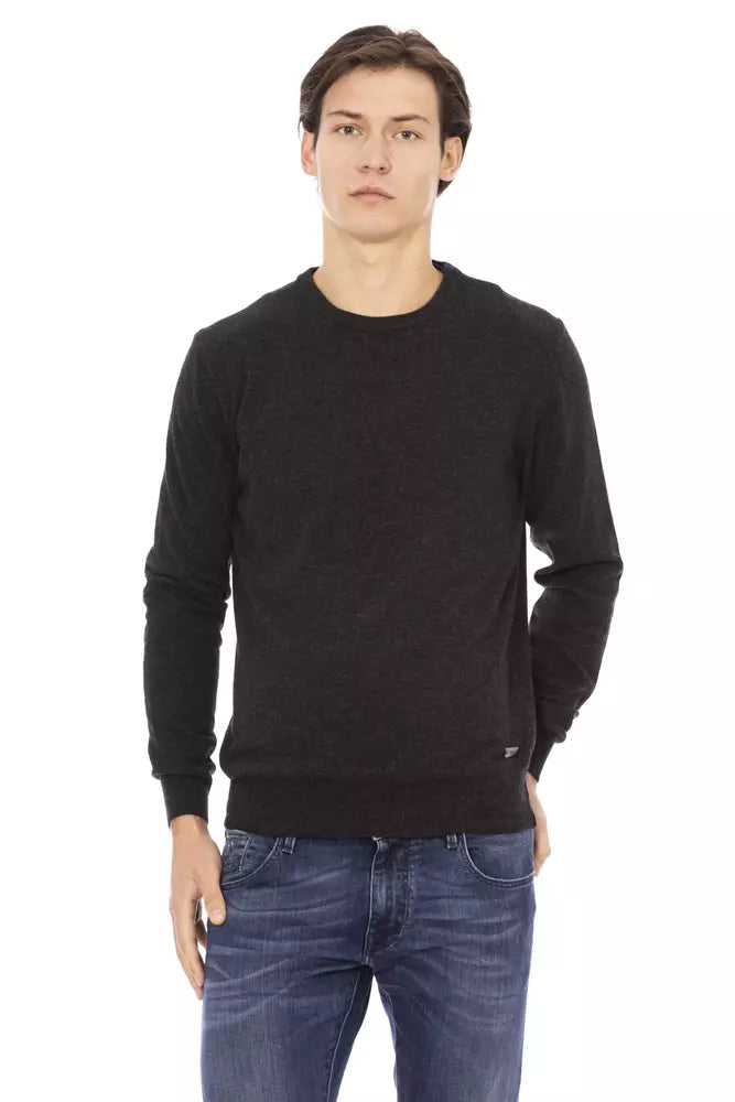 Baldinini Trend Herrenpullover aus schwarzer Wolle