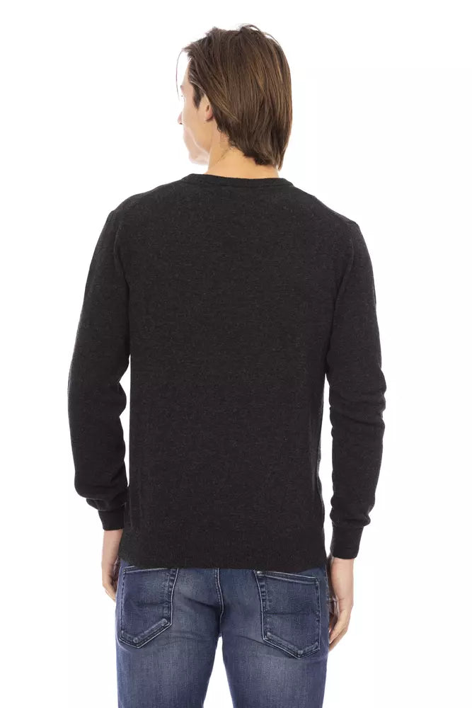 Baldinini Trend Herrenpullover aus schwarzer Wolle