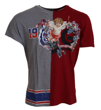 Dolce & Gabbana Rot Grau Zwei Modell DG Angel T-Shirt mit Rundhalsausschnitt