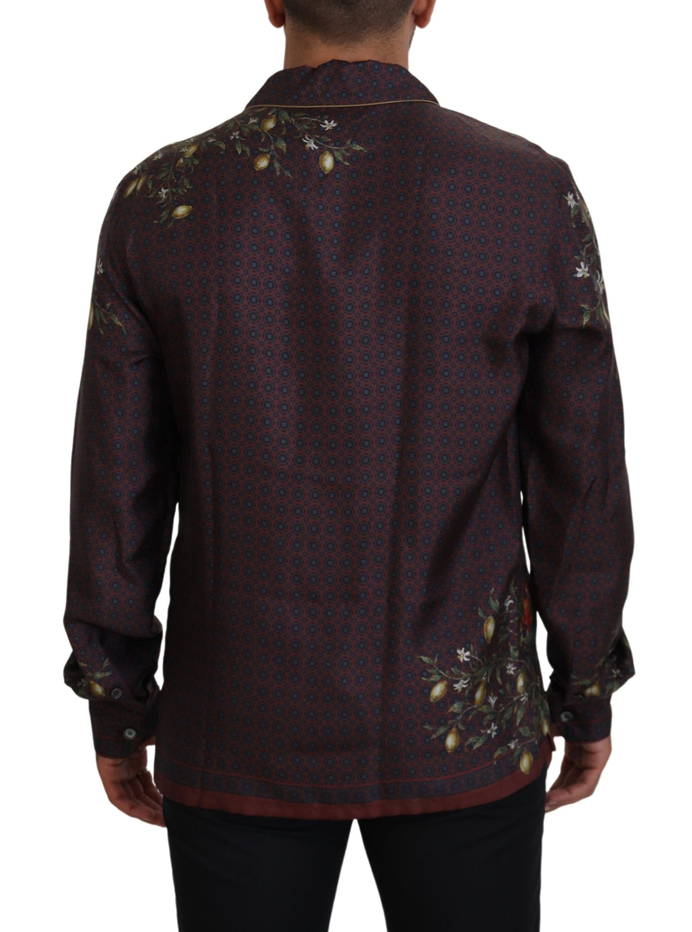 Dolce & Gabbana Bordeaux Straußenseide Satin Freizeithemd für Herren