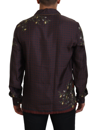 Dolce & Gabbana Bordeaux Straußenseide Satin Freizeithemd für Herren