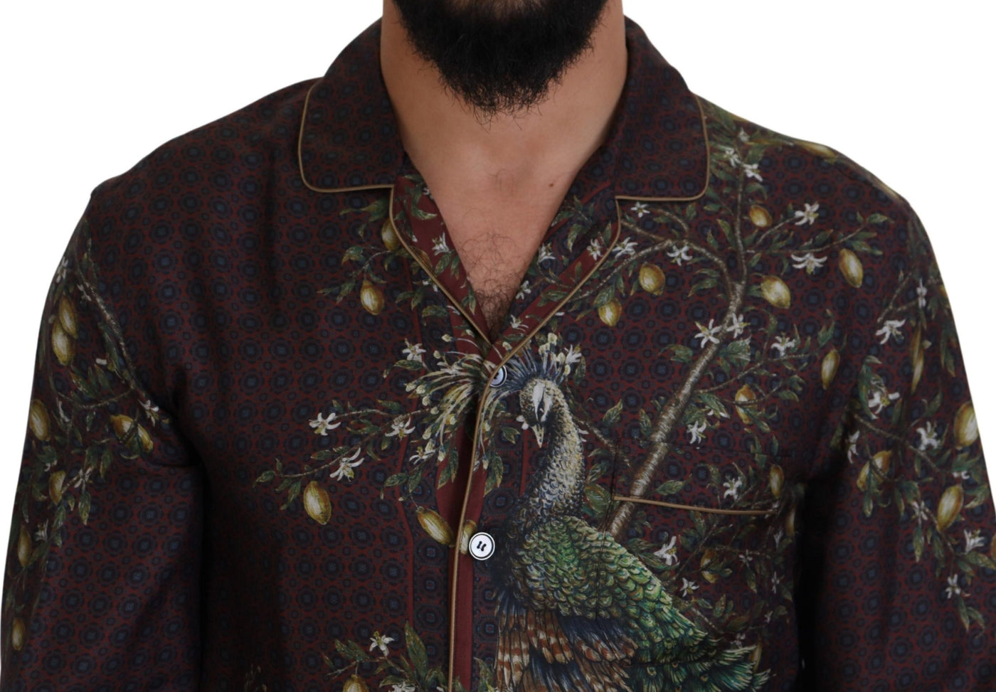 Dolce & Gabbana Bordeaux Straußenseide Satin Freizeithemd für Herren