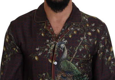 Dolce & Gabbana Bordeaux Straußenseide Satin Freizeithemd für Herren