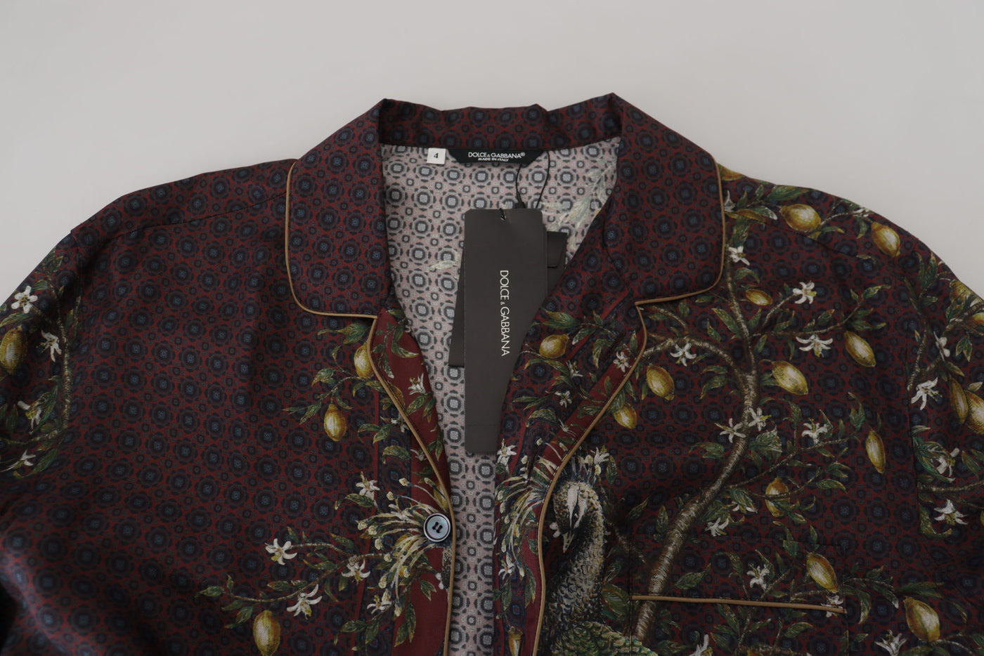 Dolce & Gabbana Bordeaux Straußenseide Satin Freizeithemd für Herren