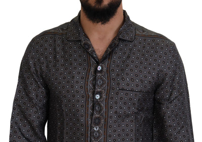 Dolce & Gabbana Graues Barock Seidensatin Freizeithemd