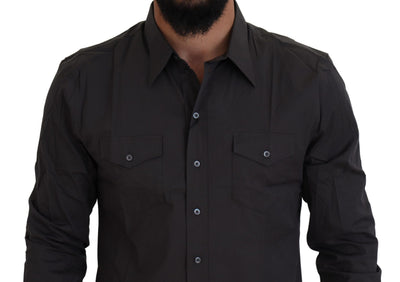 Dolce & Gabbana Graues SICILIA Slim Fit Stretch-Hemd