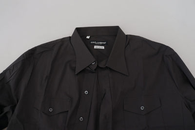 Dolce & Gabbana Graues SICILIA Slim Fit Stretch-Hemd