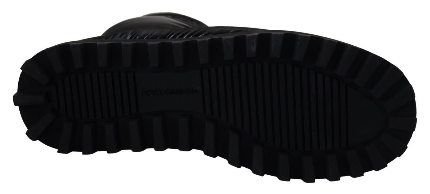 Dolce & Gabbana Schwarze Stiefel Gepolsterte Mittlere Wade Winterschuhe