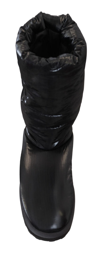 Dolce & Gabbana Schwarze Stiefel Gepolsterte Mittlere Wade Winterschuhe