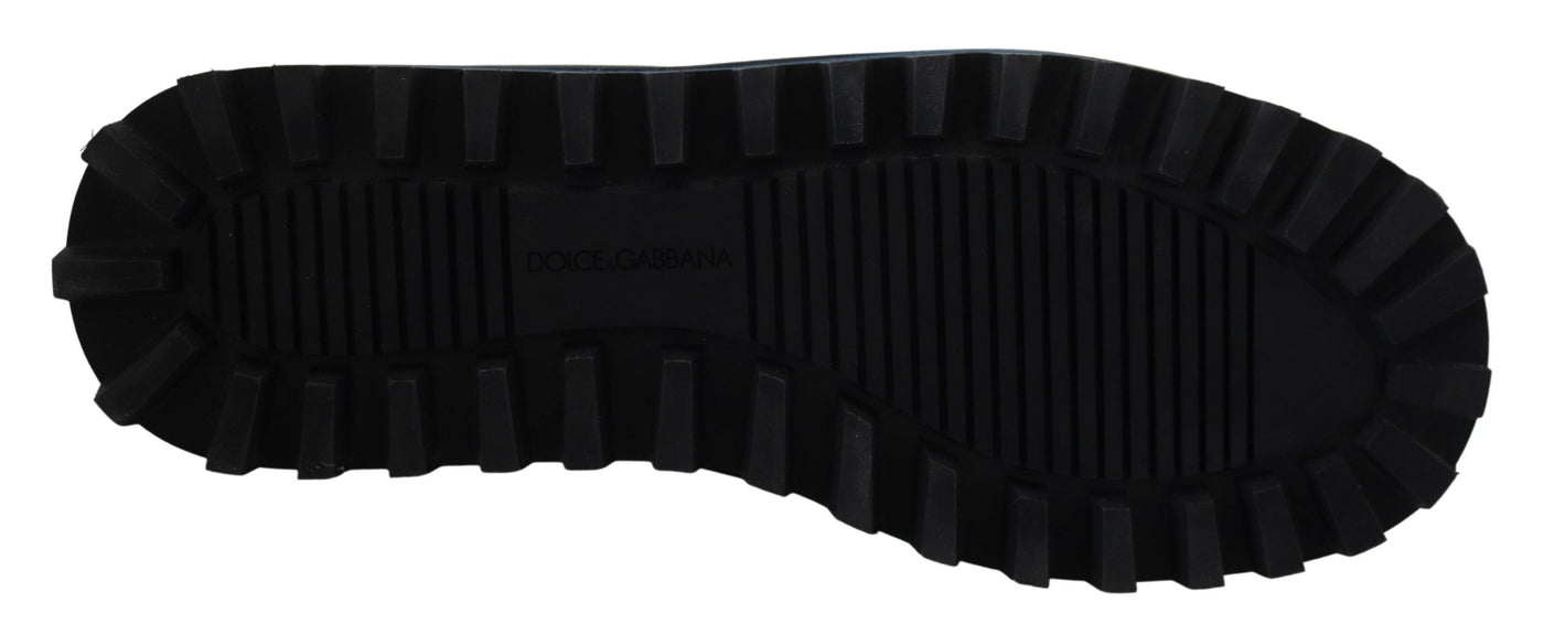 Dolce & Gabbana Blaue Nylonstiefel gepolsterte Schuhe mit mittlerer Wade