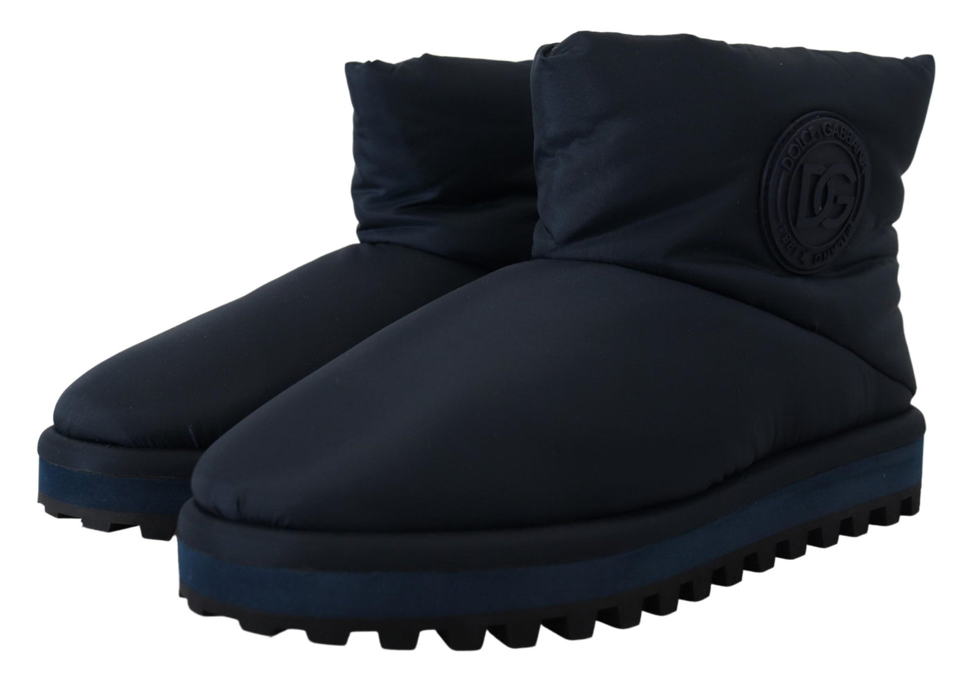 Dolce & Gabbana Blaue Nylonstiefel gepolsterte Schuhe mit mittlerer Wade