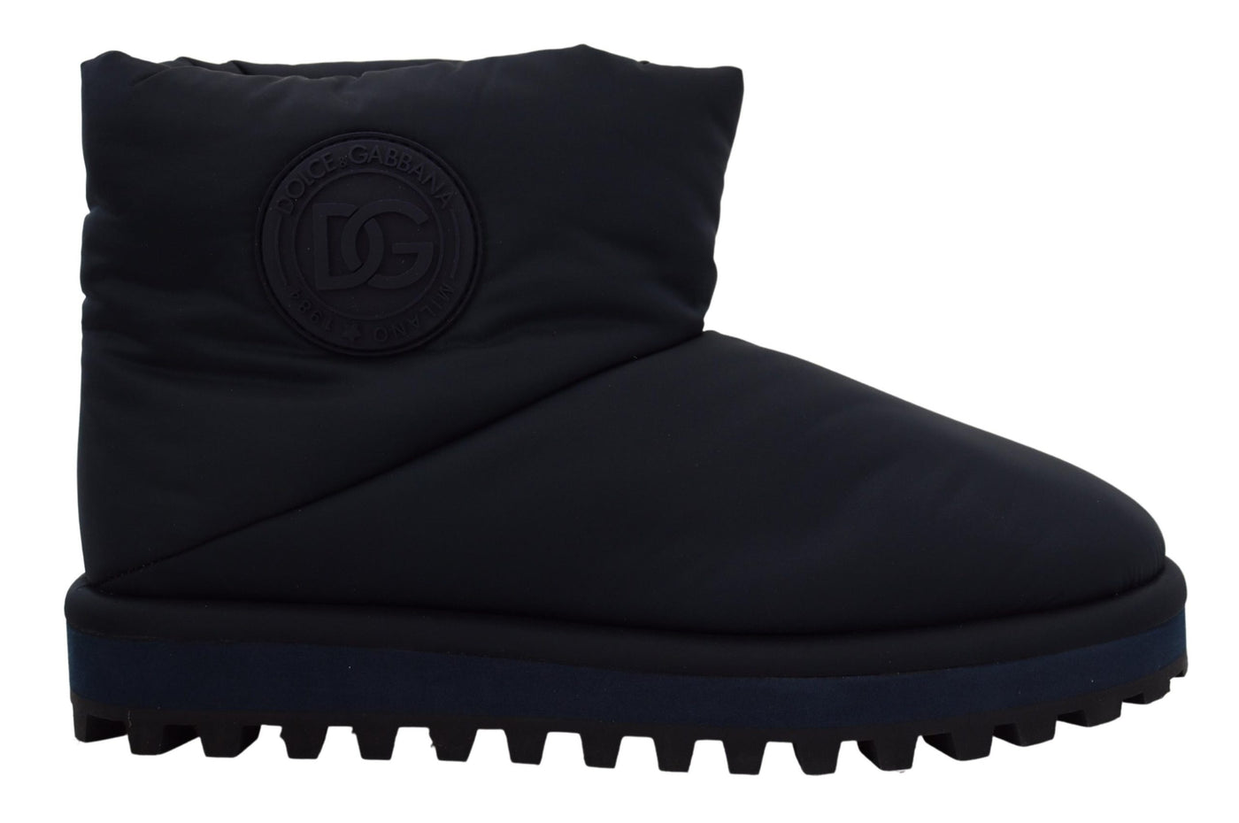 Dolce & Gabbana Blaue Nylonstiefel gepolsterte Schuhe mit mittlerer Wade