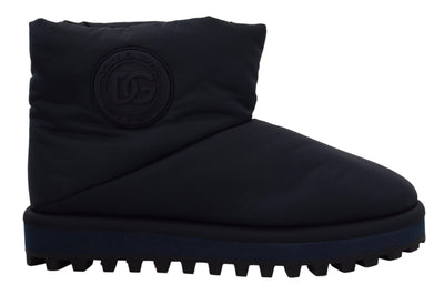 Dolce & Gabbana Blaue Nylonstiefel gepolsterte Schuhe mit mittlerer Wade