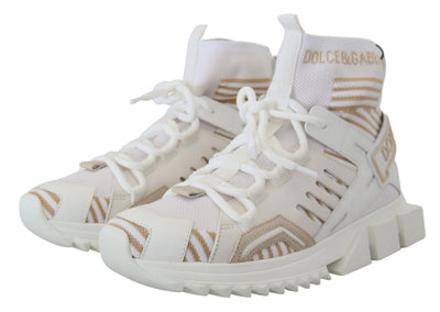 Dolce & Gabbana Weiß Beige Sorrento Turnschuhe Schuhe