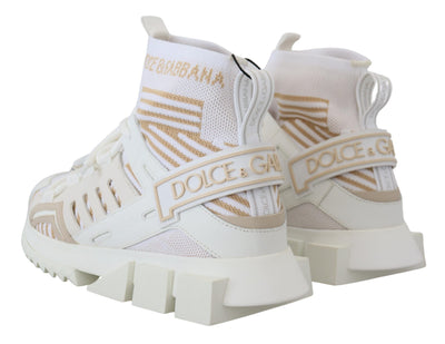 Dolce & Gabbana Weiß Beige Sorrento Turnschuhe Schuhe