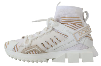 Dolce & Gabbana Weiß Beige Sorrento Turnschuhe Schuhe
