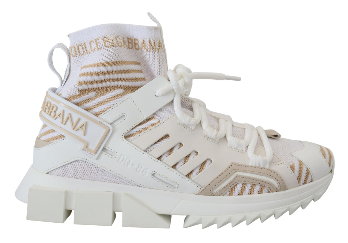 Dolce & Gabbana Weiß Beige Sorrento Turnschuhe Schuhe