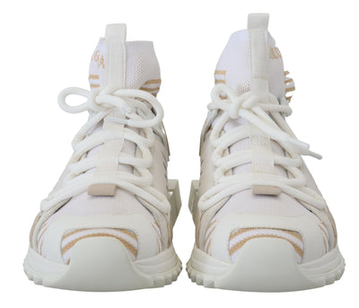 Dolce & Gabbana Weiß Beige Sorrento Turnschuhe Schuhe