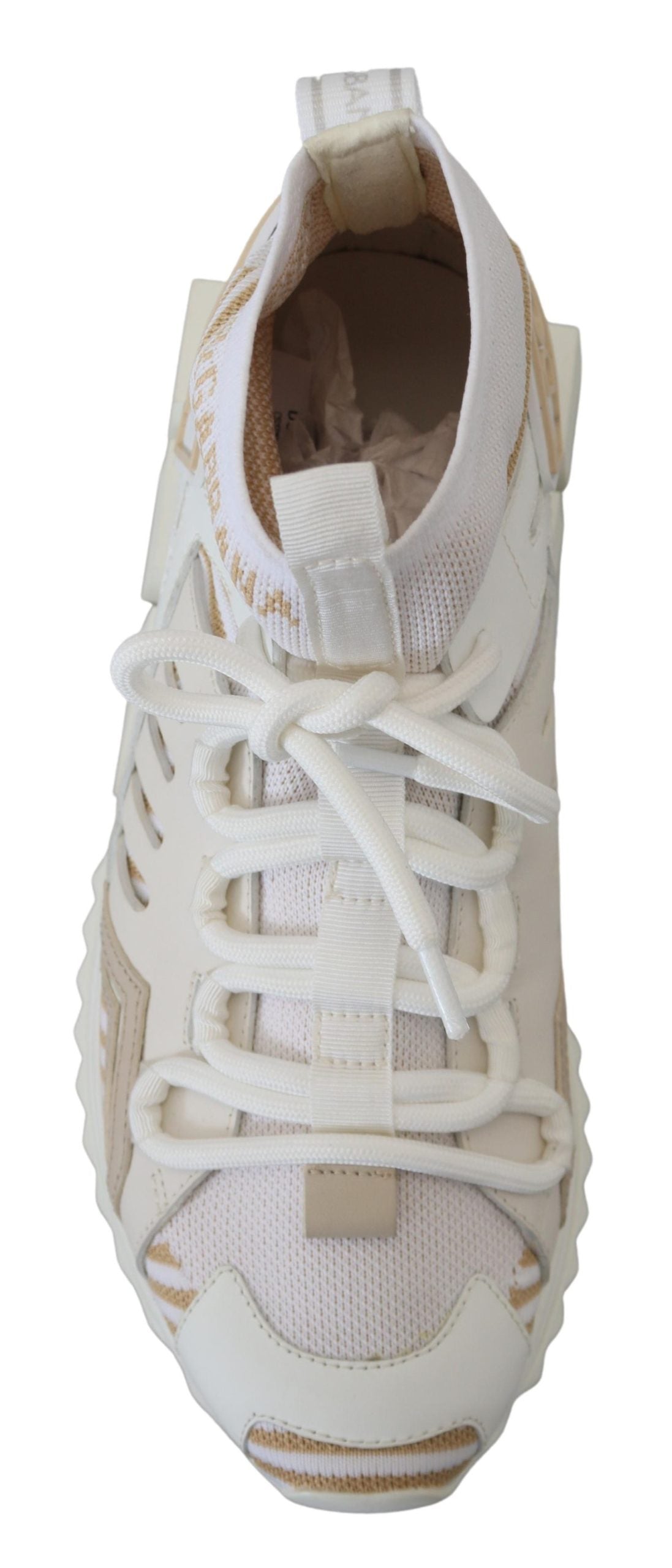 Dolce & Gabbana Weiß Beige Sorrento Turnschuhe Schuhe