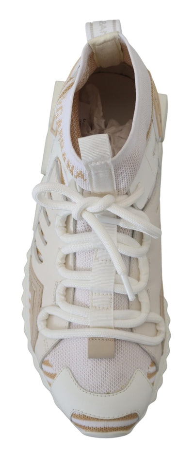 Dolce & Gabbana Weiß Beige Sorrento Turnschuhe Schuhe