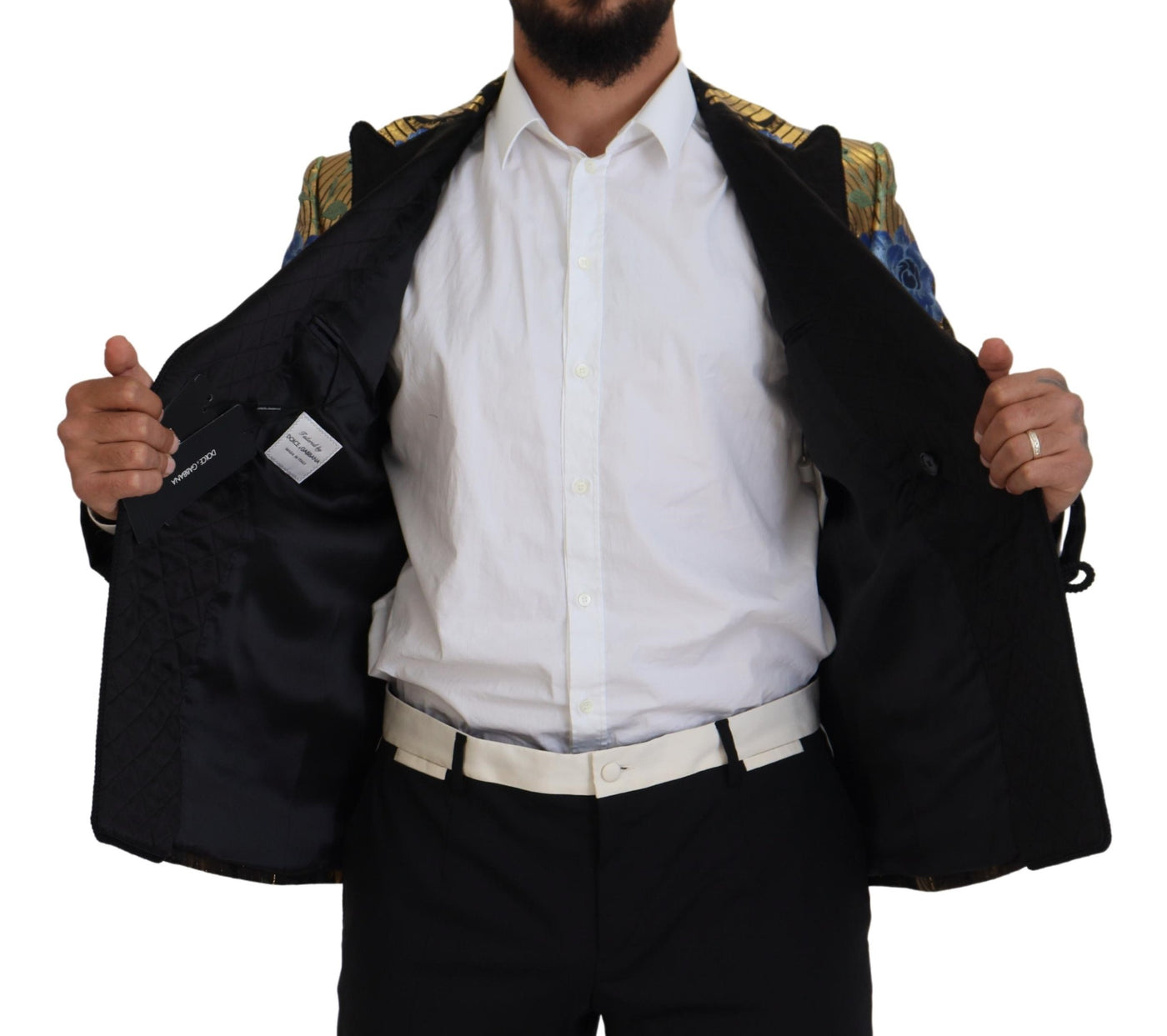 Dolce & Gabbana Gold Lurex Zweireiher Jacke Blazer