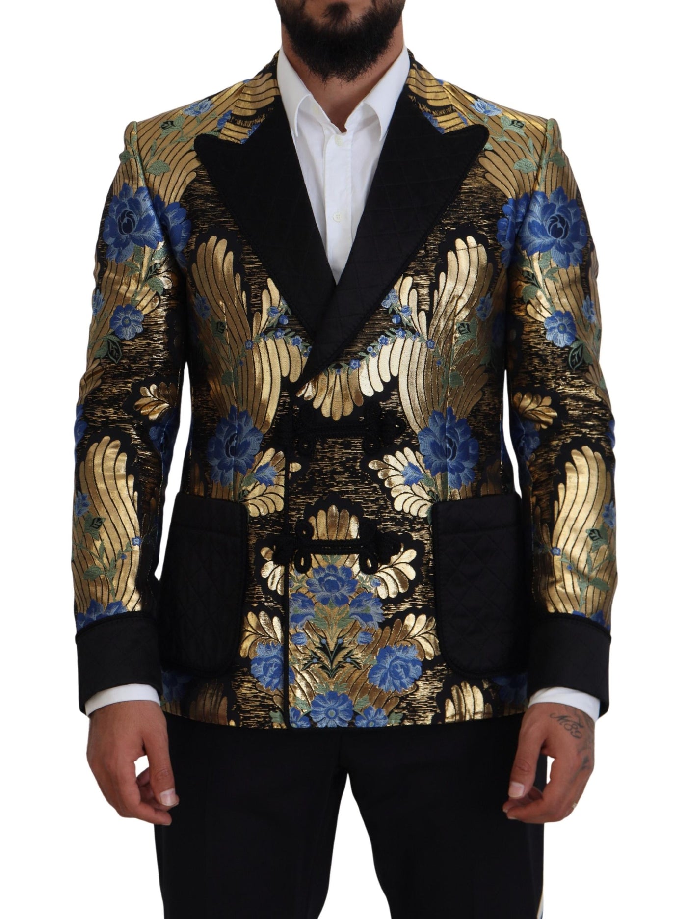 Dolce & Gabbana Gold Lurex Zweireiher Jacke Blazer