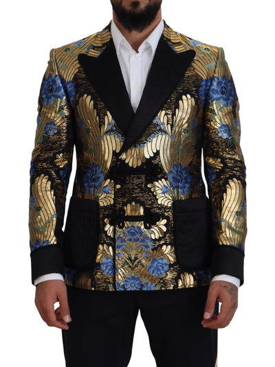 Dolce & Gabbana Gold Lurex Zweireiher Jacke Blazer