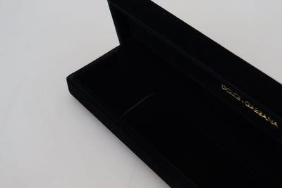 Dolce & Gabbana Schwarzer Samt Logo Plaque Lagerung Armband Schmuck-Box