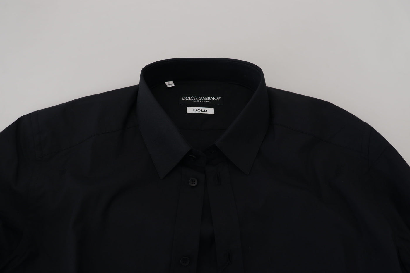 Dolce & Gabbana Schwarzes Baumwollhemd Slim Fit Formal Dress GOLD