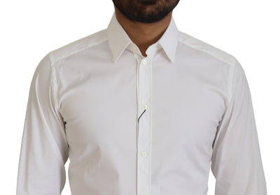 Dolce & Gabbana Weißes Baumwollhemd Slim Fit Formal Dress GOLD