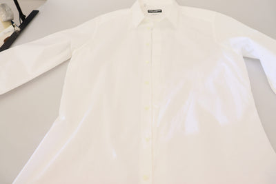 Dolce & Gabbana Weißes Baumwollhemd Slim Fit Formal Dress GOLD