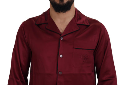 Dolce & Gabbana Rotes Seiden-Lounge-Top Pyjama-Schlafanzug-Shirt