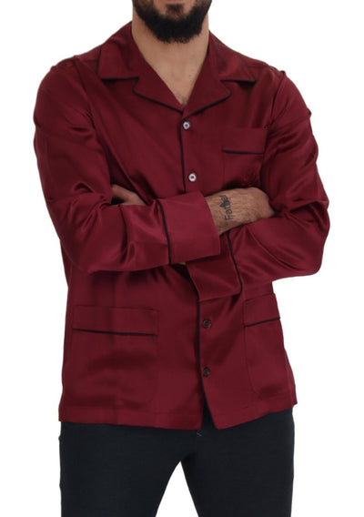 Dolce & Gabbana Rotes Seiden-Lounge-Top Pyjama-Schlafanzug-Shirt