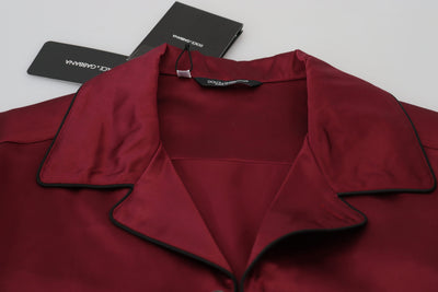 Dolce & Gabbana Rotes Seiden-Lounge-Top Pyjama-Schlafanzug-Shirt