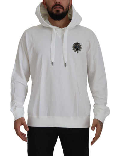 Dolce & Gabbana Weißes Baumwoll-Sweatshirt mit Kapuze Pullover